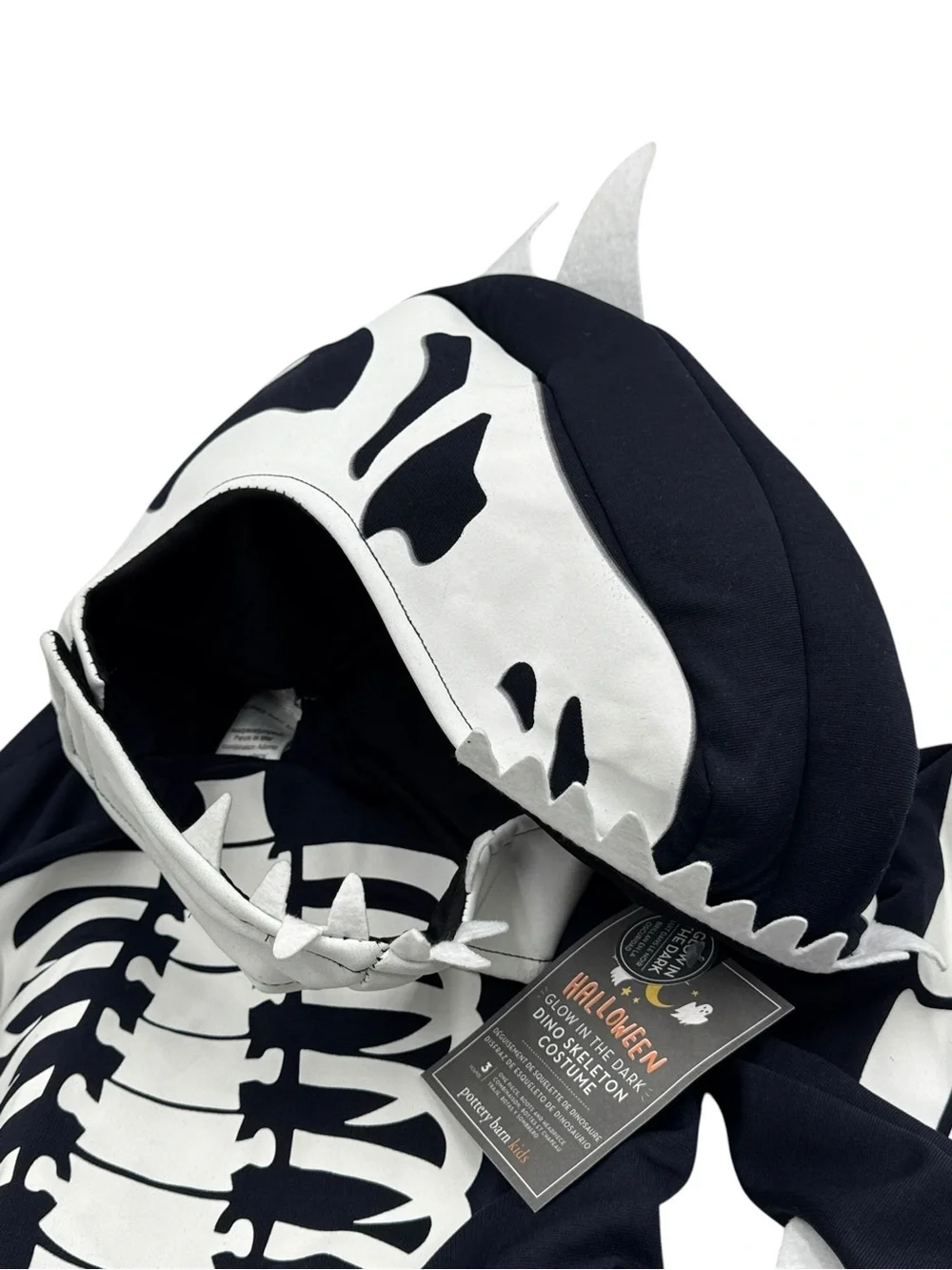 Pottery Barn Kids Dino Skeleton Glow In the Dark Costume Set Size 7-8 Years